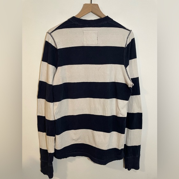 Abercrombie & Fitch Sweater Navy/White Muscle VNeck Stripe Long Sleeve XL Y2K - Picture 5 of 10
